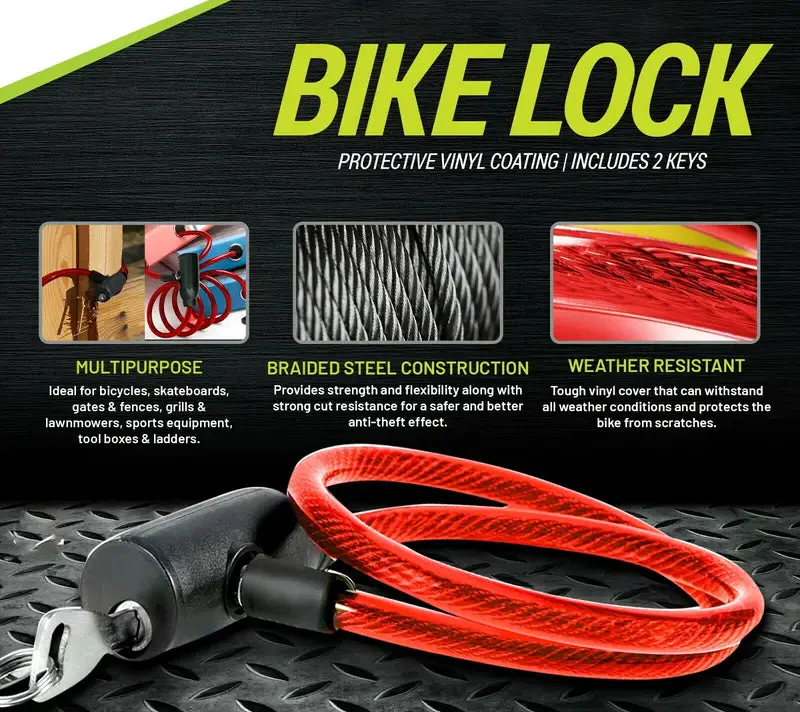 Heavy-Duty E-Scooter Lock with Keys – Anti-Theft Steel Cable