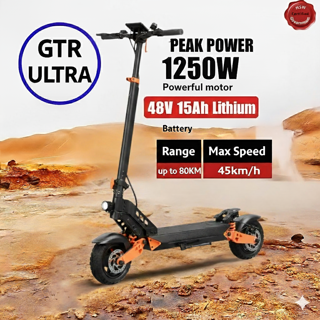 ESA GTR ULTRA Electric Scooter – UPTO 1250W  PEAK POWER MOTOR | Up to 75km Range |Max Speed: 45*km/h | Dual Suspension Off-Road Beast (PRE ORDER ONLY)