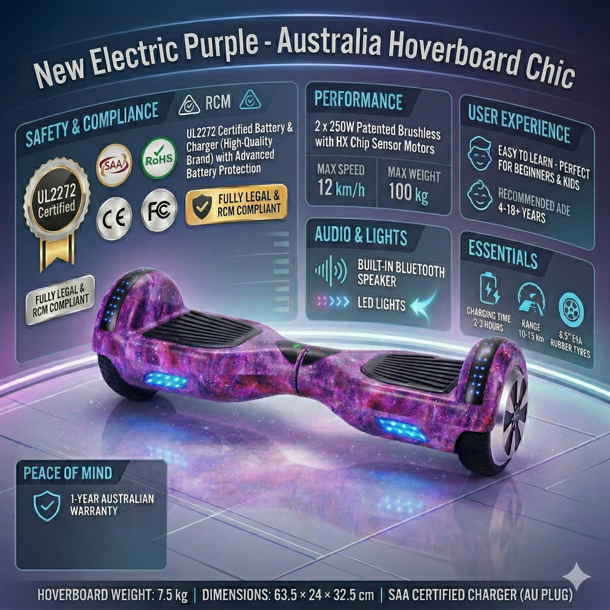 Australia Hoverboards 6.5 inch | New Electric Purpel Self Balancing All Terrain