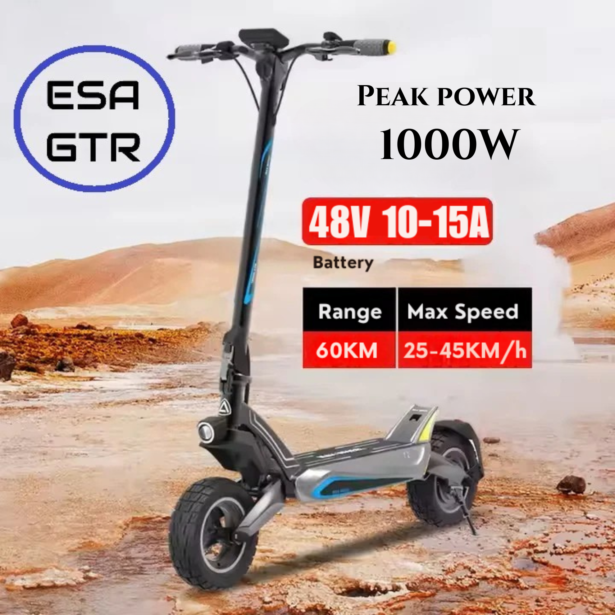 ESA GTR Electric Scooter –  1000 W Peak Power , Off-Road BEAST; Urban Ready.