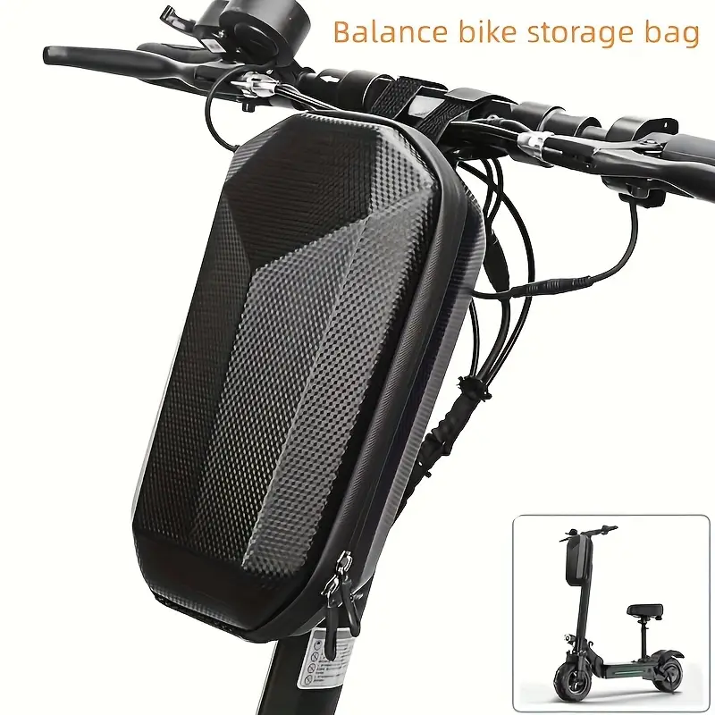 Universal EVA Fabric, Black Hard-Shell Handlebar Bag for Electric Scooters | Durable | Waterproof |Zipper Closure|